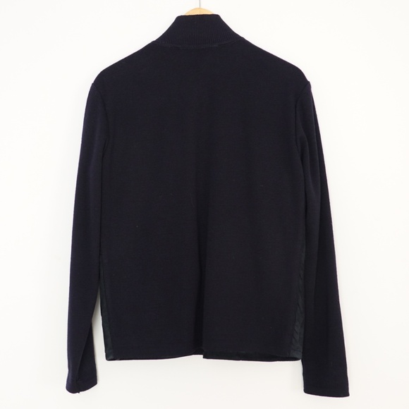 Men’s Saks Fifth Avenue Navy Blue Goatskin leather/Wool Jacket/Bomber M Italy - Picture 5 of 8